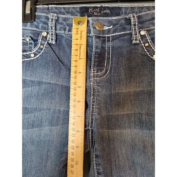 Earl Jeans Juniors Sz 11 Womens 4/6 Straight Leg Ankle Cuff Bling Pockets, CUTE! - Picture 12 of 13